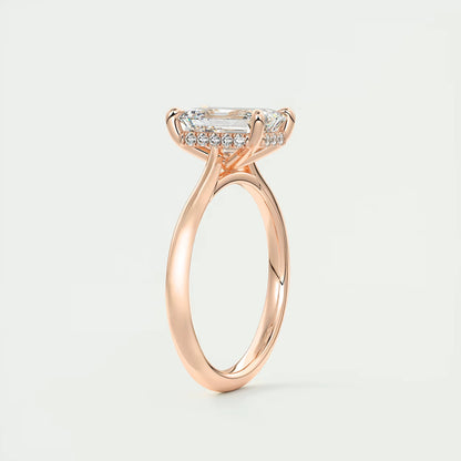 2.80 Ct The Cathedral Hidden Halo Center Stone Emerald Engagement Ring