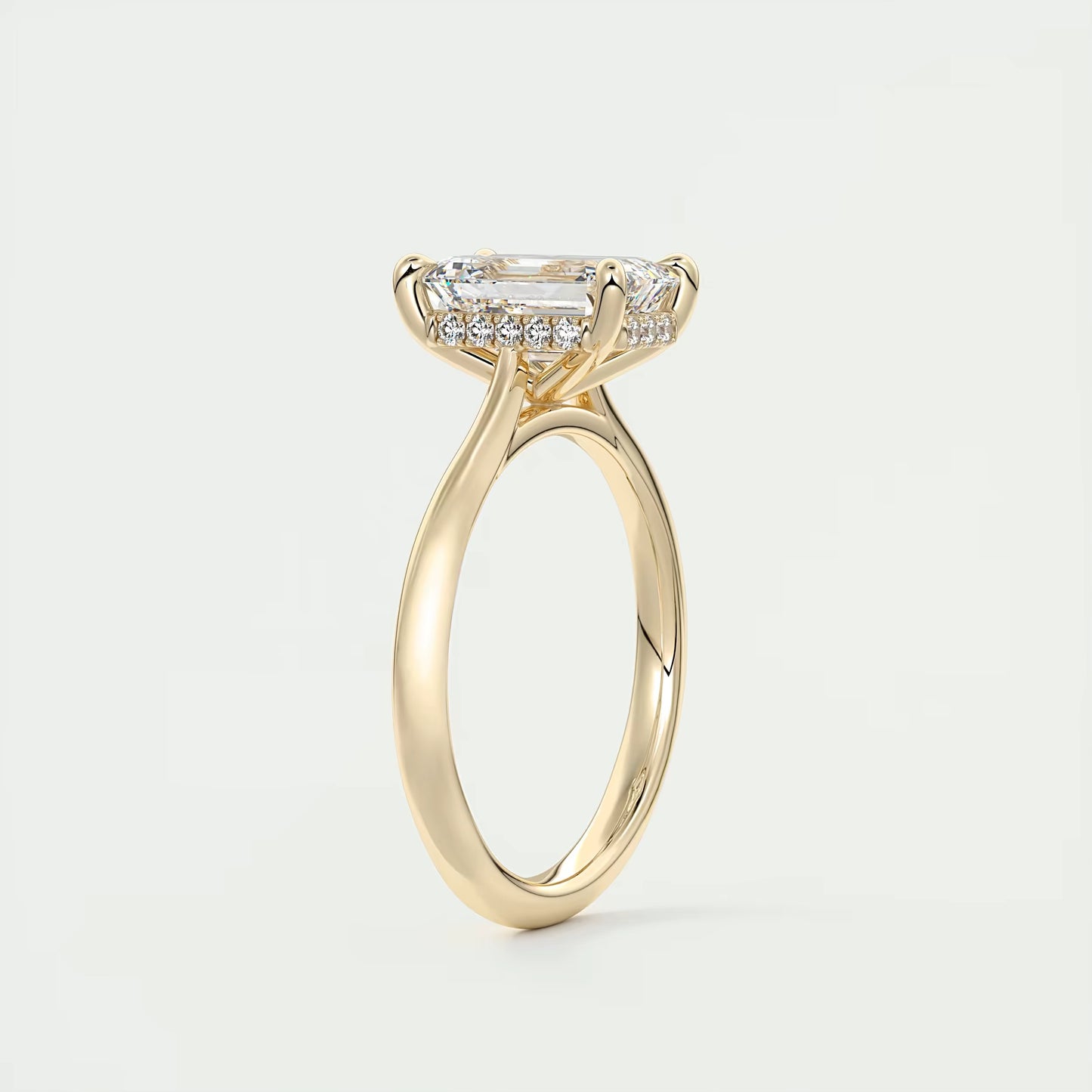 2.80 Ct The Cathedral Hidden Halo Center Stone Emerald Engagement Ring