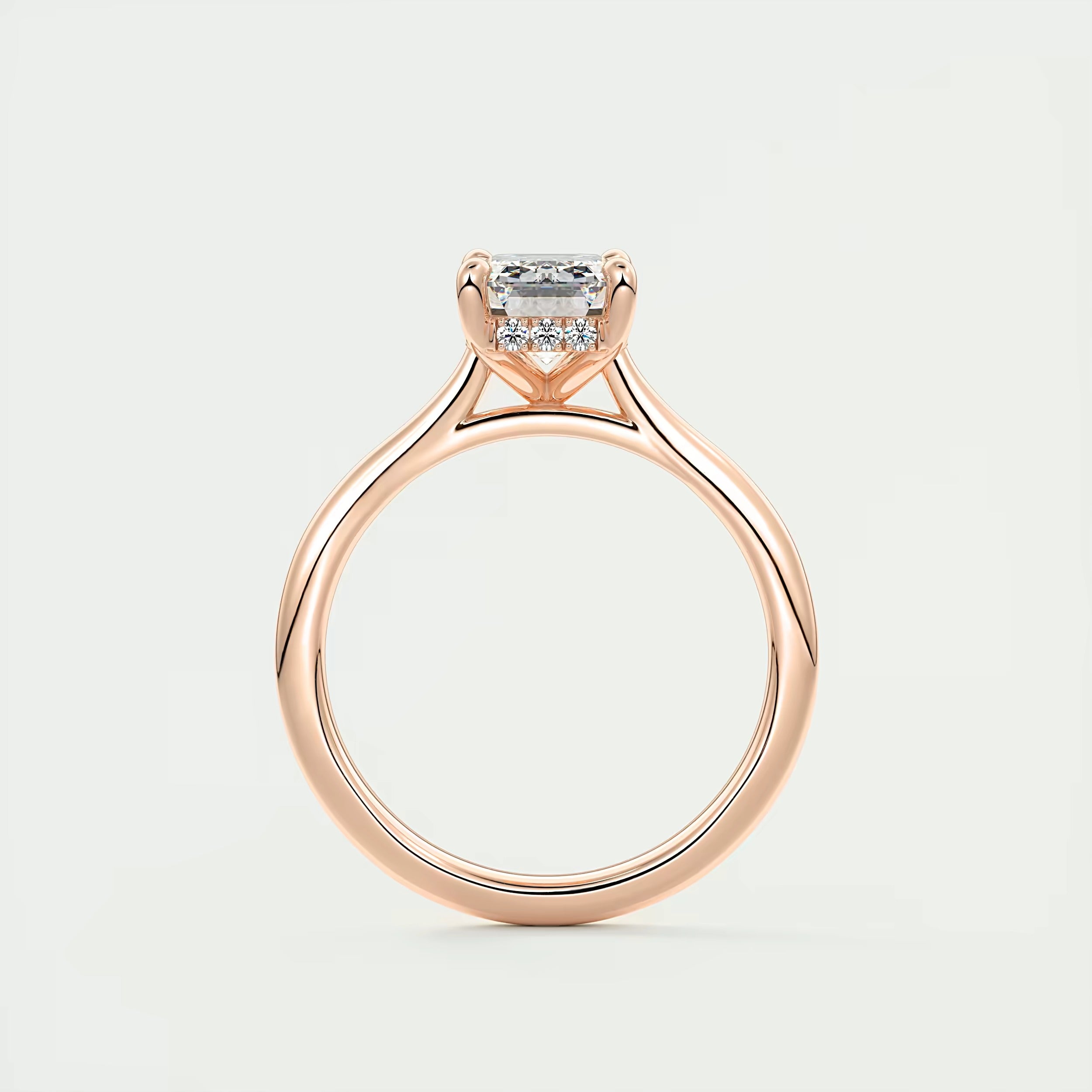 2.80 Ct The Cathedral Hidden Halo Center Stone Emerald Engagement Ring