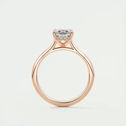 2.80 Ct The Cathedral Hidden Halo Center Stone Emerald Engagement Ring