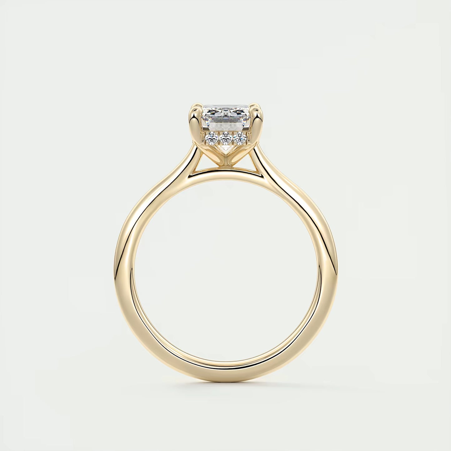 2.80 Ct The Cathedral Hidden Halo Center Stone Emerald Engagement Ring