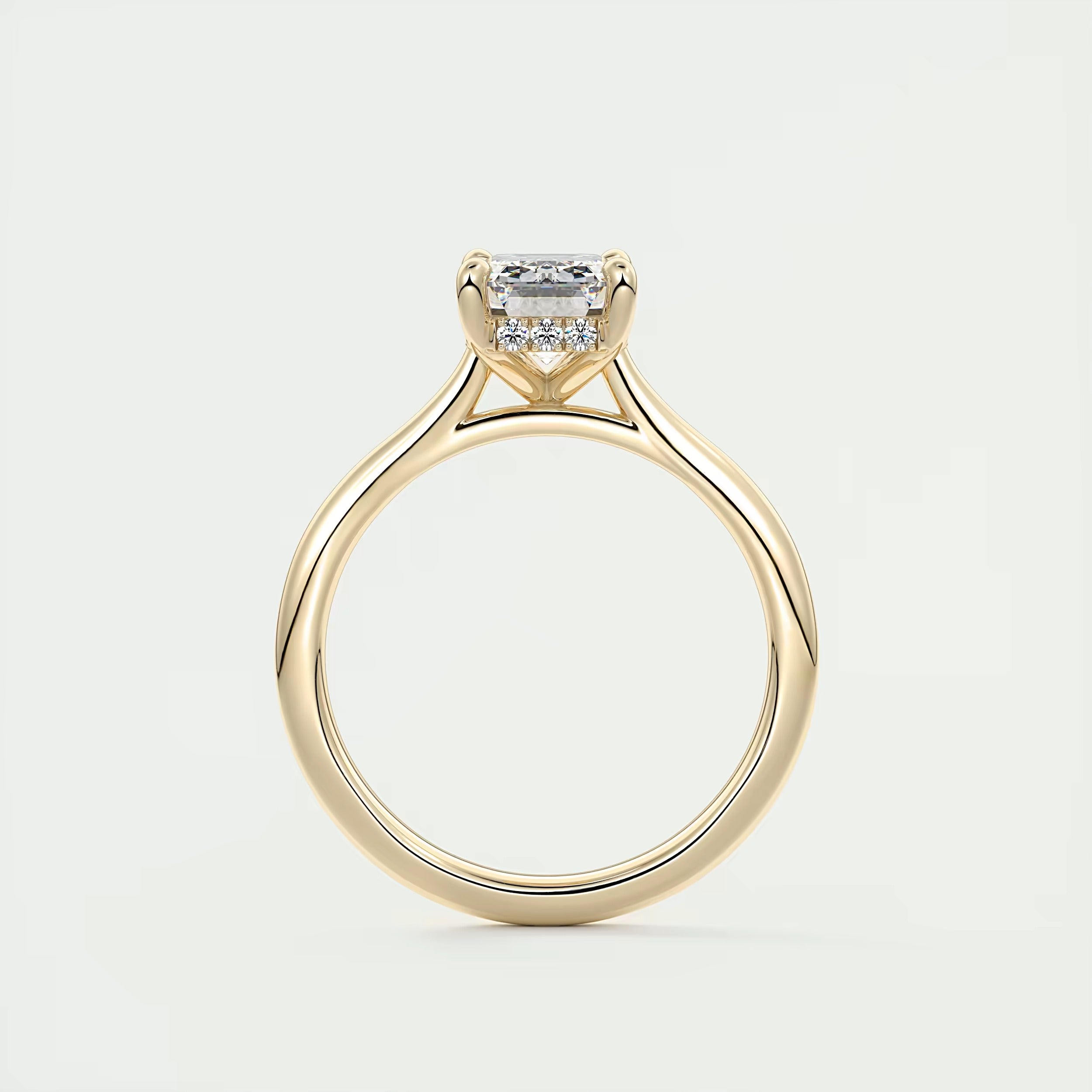 2.80 Ct The Cathedral Hidden Halo Center Stone Emerald Engagement Ring