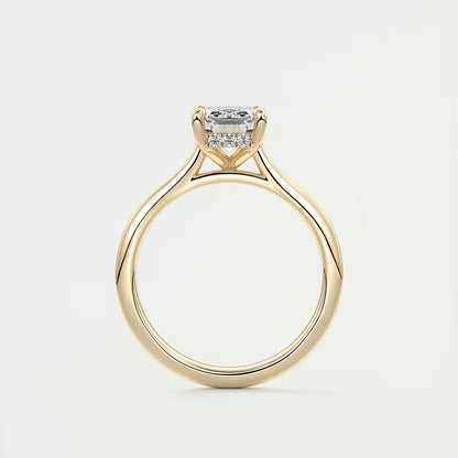 2.80 Ct The Cathedral Hidden Halo Center Stone Emerald Engagement Ring