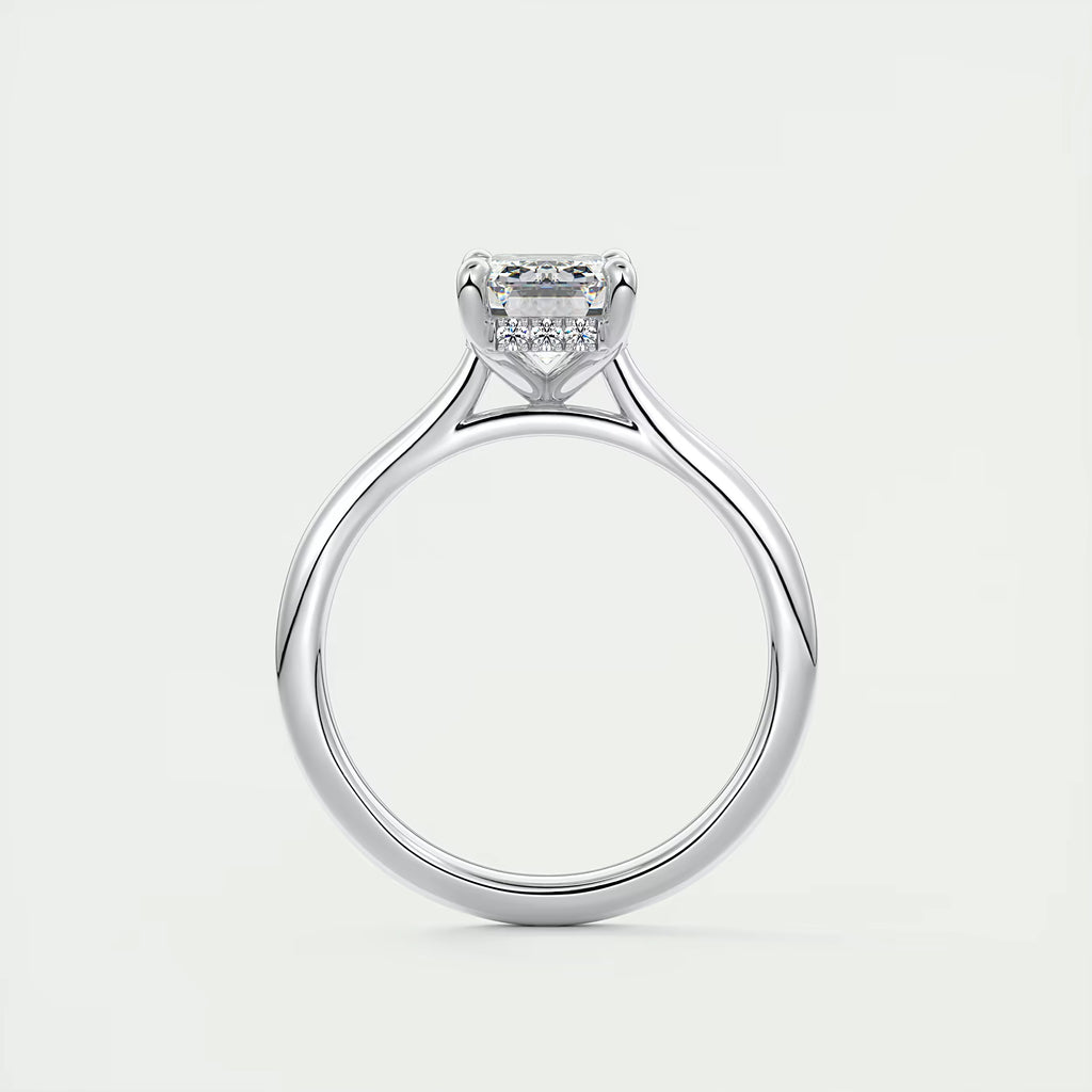 2.80 Ct The Cathedral Hidden Halo Center Stone Emerald Engagement Ring