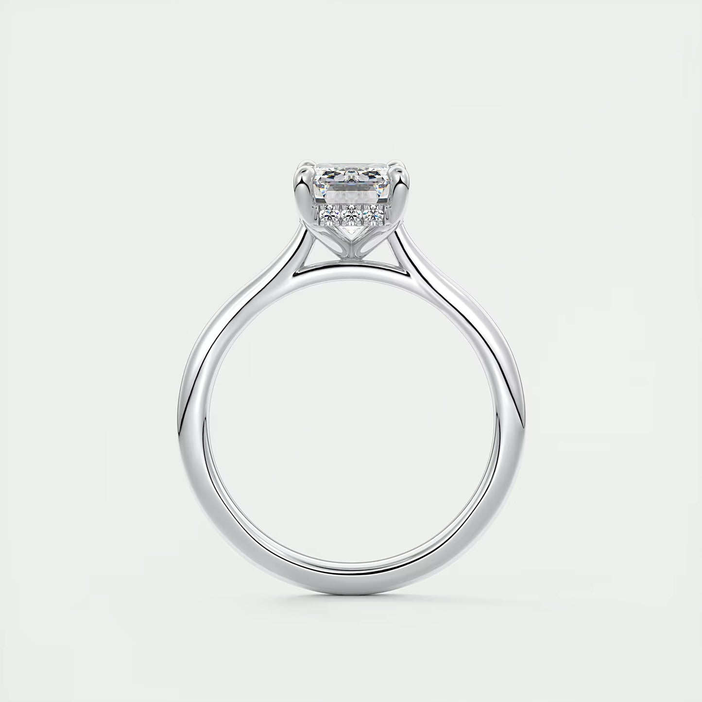 2.80 Ct The Cathedral Hidden Halo Center Stone Emerald Engagement Ring