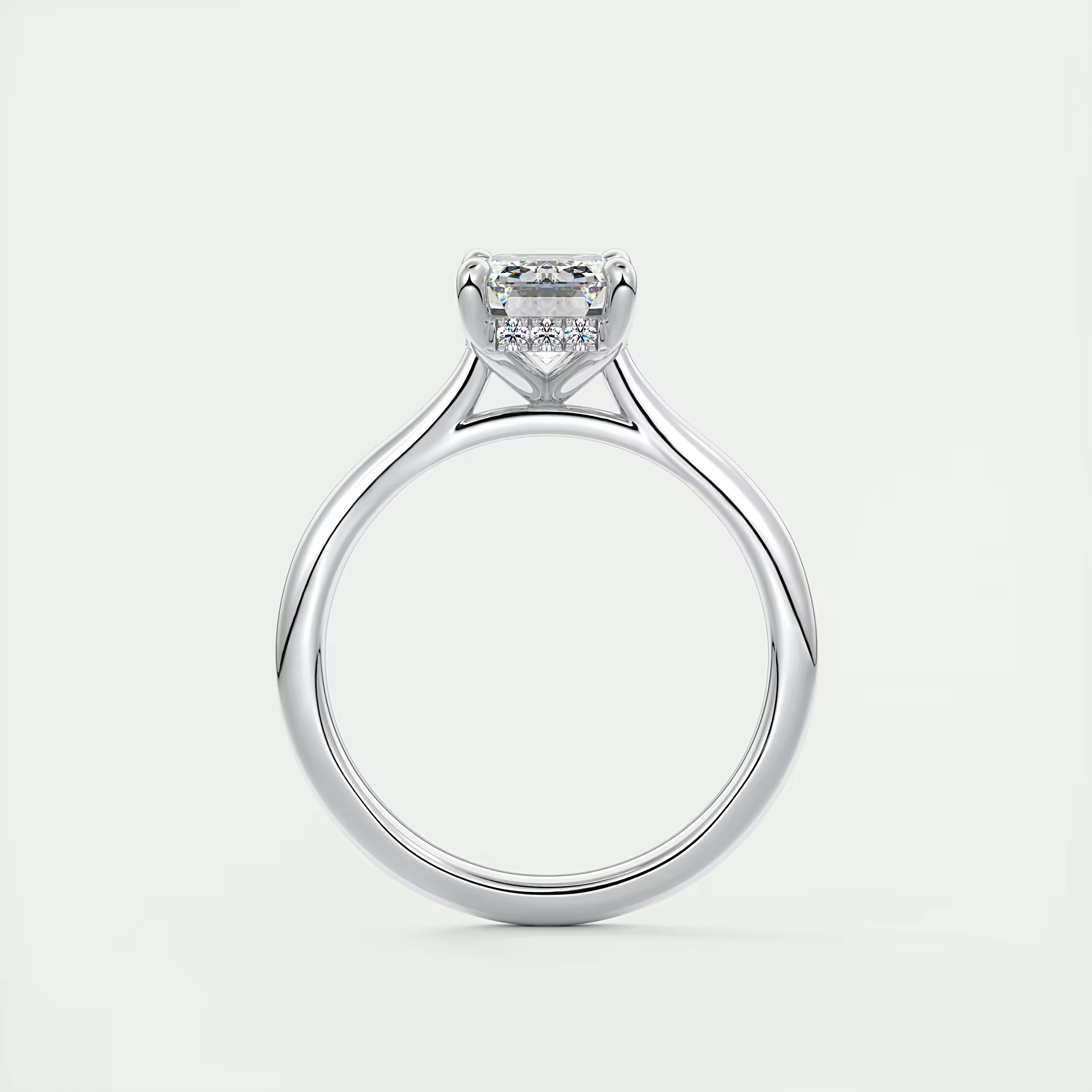 2.80 Ct The Cathedral Hidden Halo Center Stone Emerald Engagement Ring