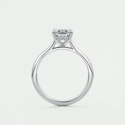 2.80 Ct The Cathedral Hidden Halo Center Stone Emerald Engagement Ring