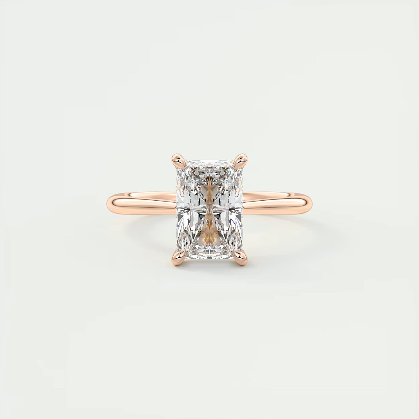 2.80 Ct The Cathedral Center Stone Radiant Hidden Halo Engagement Ring