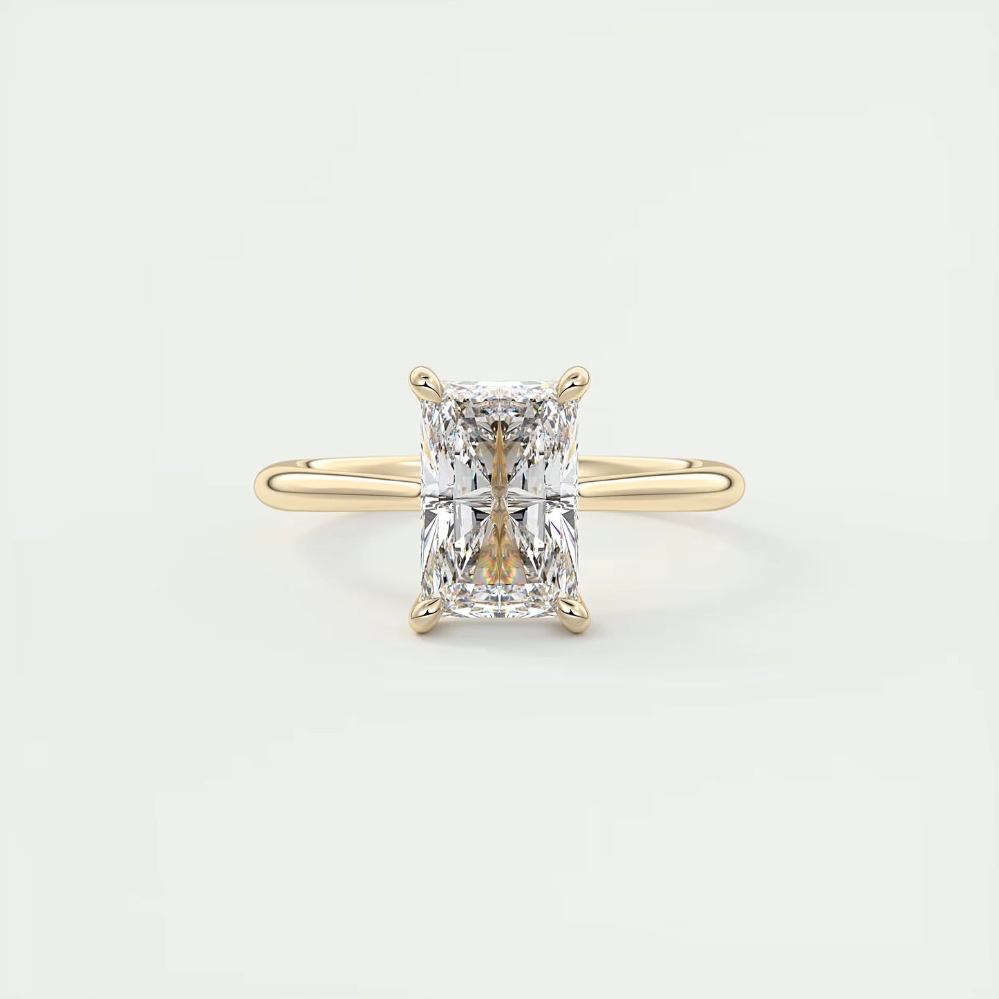 2.80 Ct The Cathedral Center Stone Radiant Hidden Halo Engagement Ring