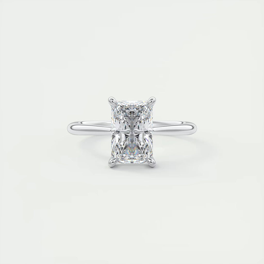 2.80 Ct The Cathedral Center Stone Radiant Hidden Halo Engagement Ring