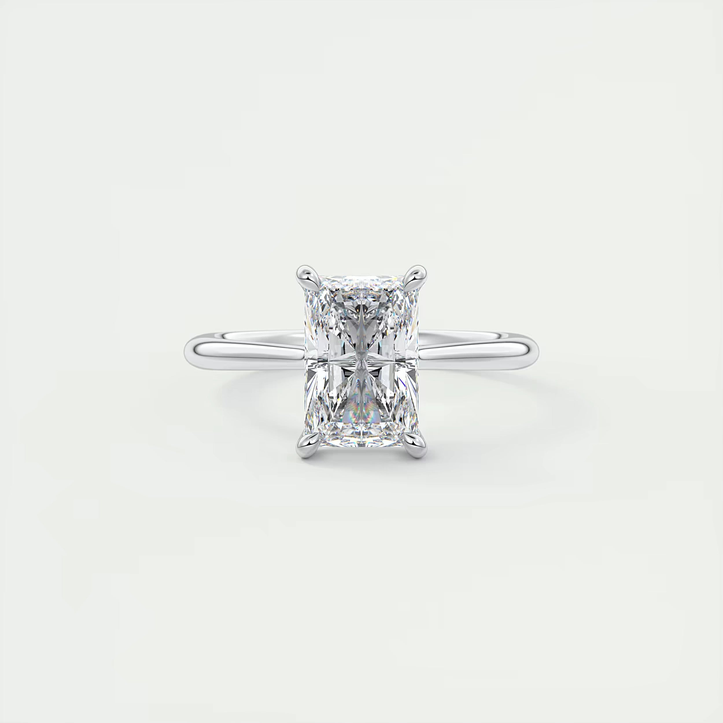 2.80 Ct The Cathedral Center Stone Radiant Hidden Halo Engagement Ring