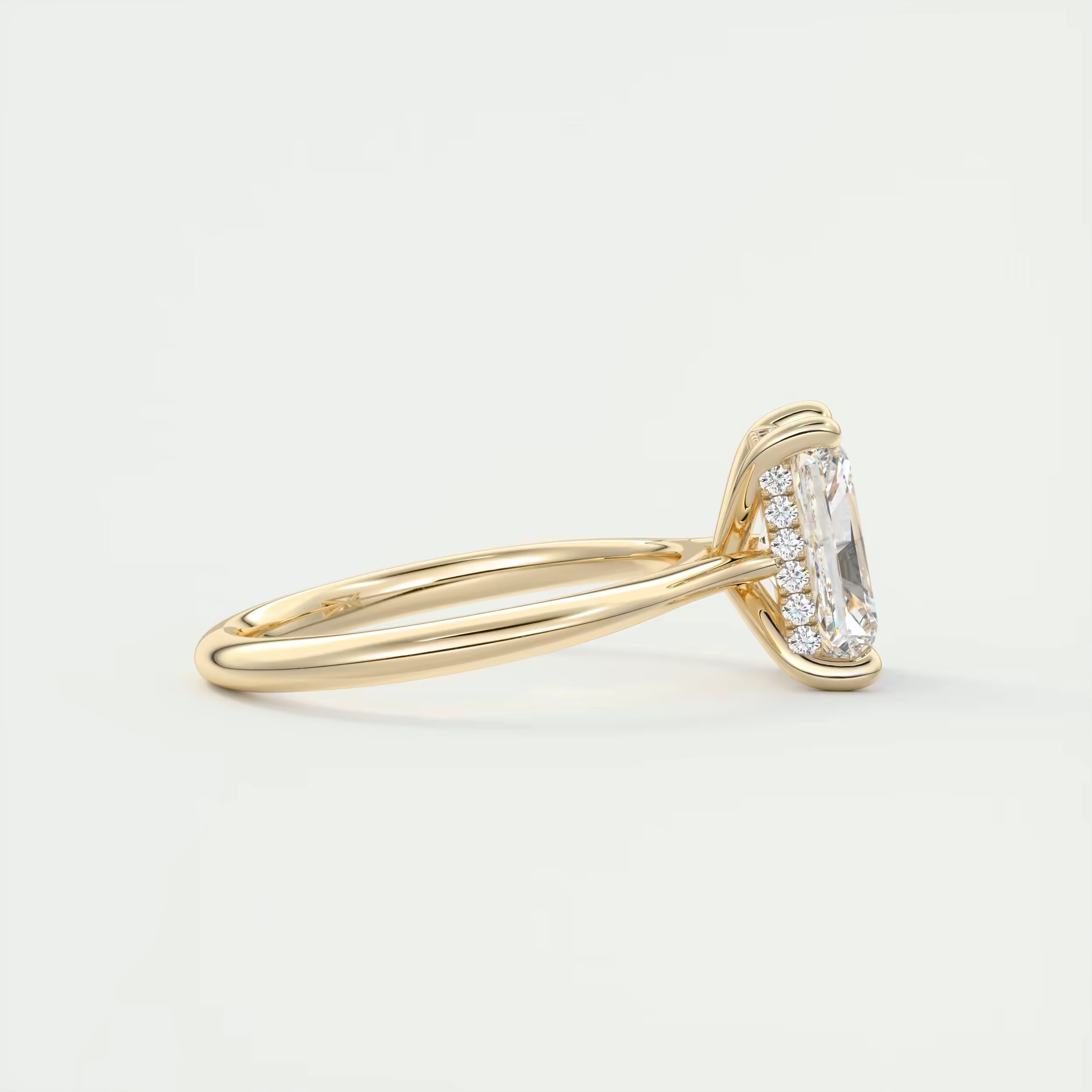 2.80 Ct The Cathedral Center Stone Radiant Hidden Halo Engagement Ring