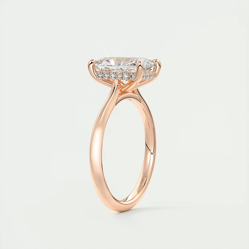 2.80 Ct The Cathedral Center Stone Radiant Hidden Halo Engagement Ring