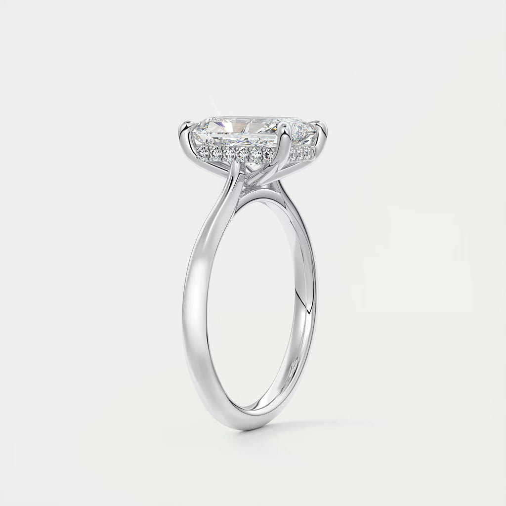 2.80 Ct The Cathedral Center Stone Radiant Hidden Halo Engagement Ring