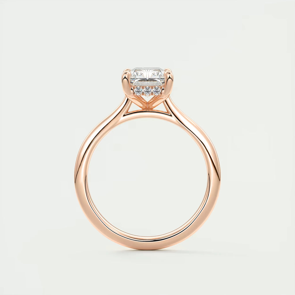 2.80 Ct The Cathedral Center Stone Radiant Hidden Halo Engagement Ring