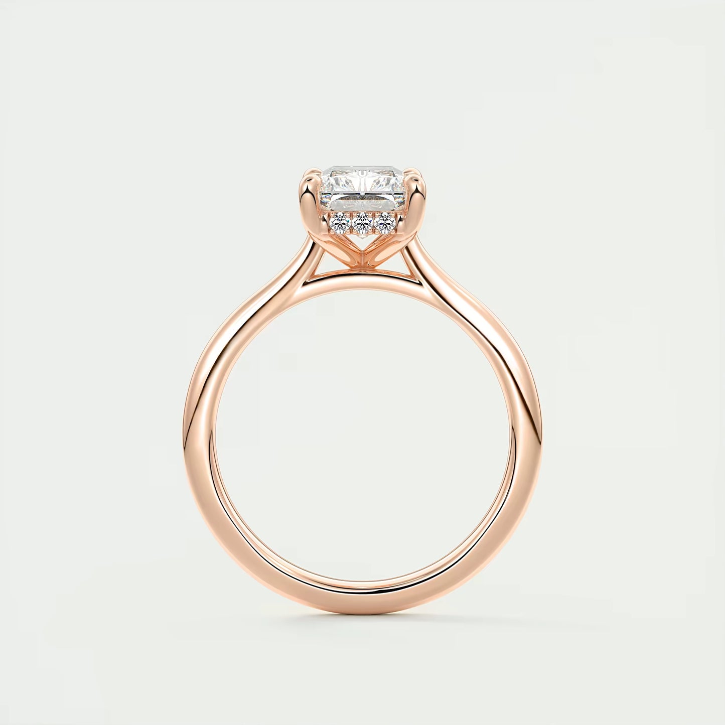 2.80 Ct The Cathedral Center Stone Radiant Hidden Halo Engagement Ring