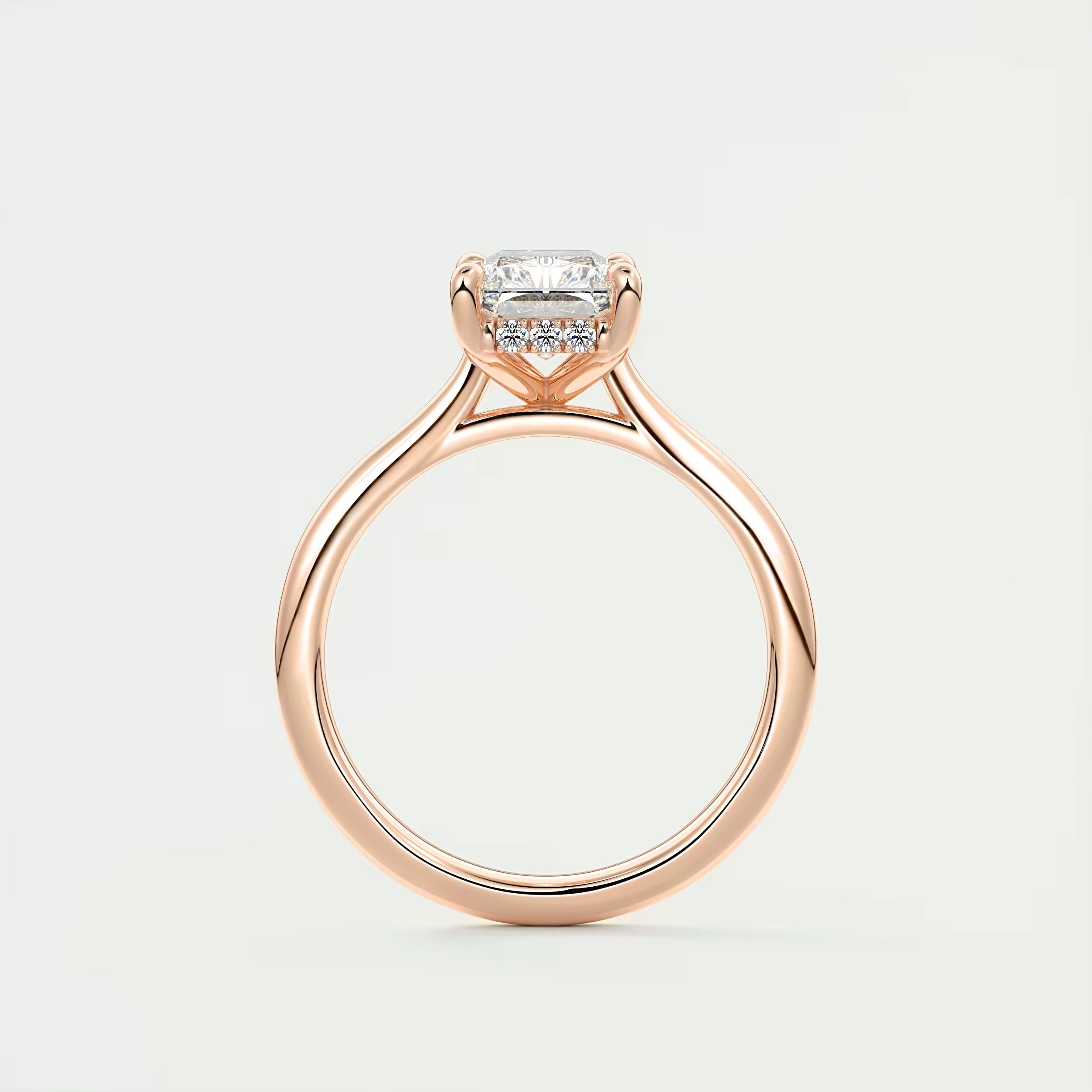 2.80 Ct The Cathedral Center Stone Radiant Hidden Halo Engagement Ring