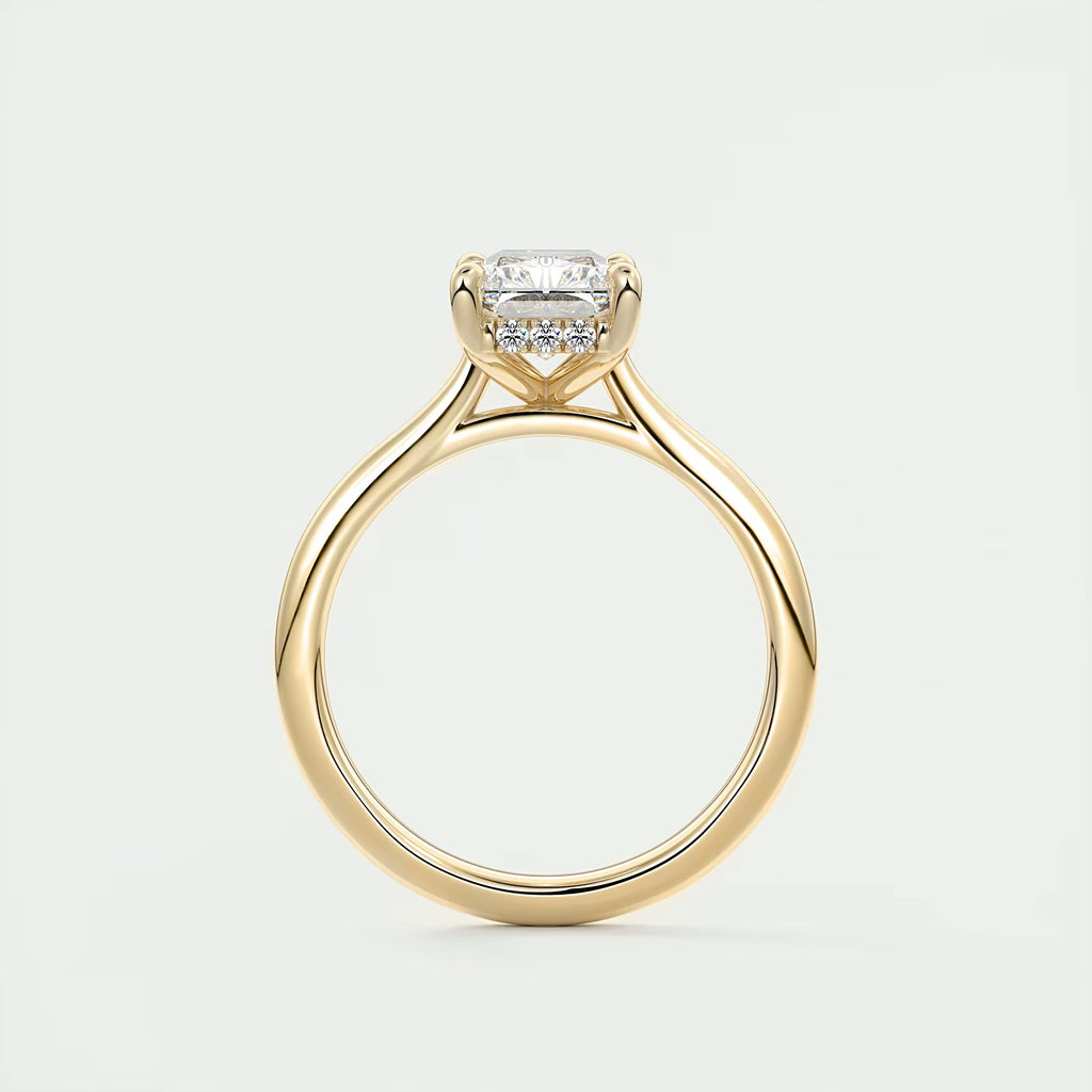 2.80 Ct The Cathedral Center Stone Radiant Hidden Halo Engagement Ring