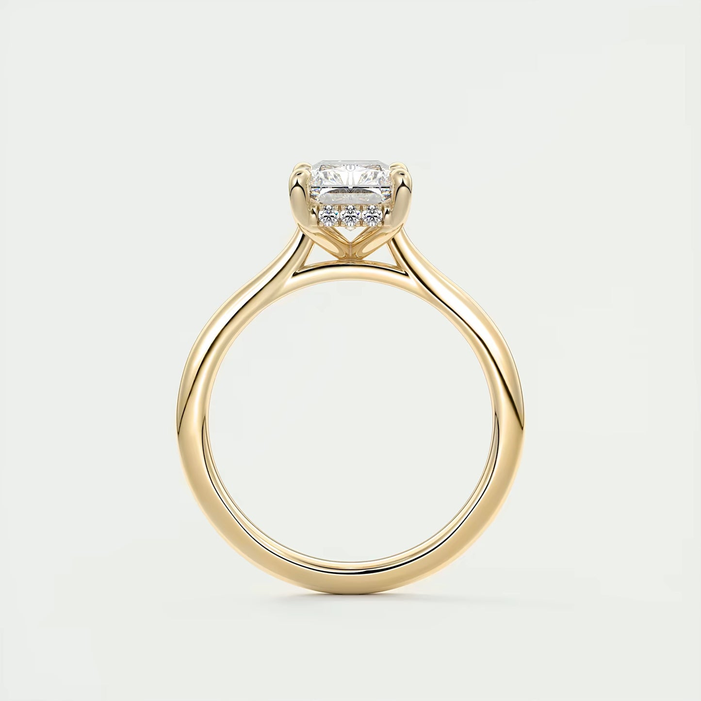 2.80 Ct The Cathedral Center Stone Radiant Hidden Halo Engagement Ring