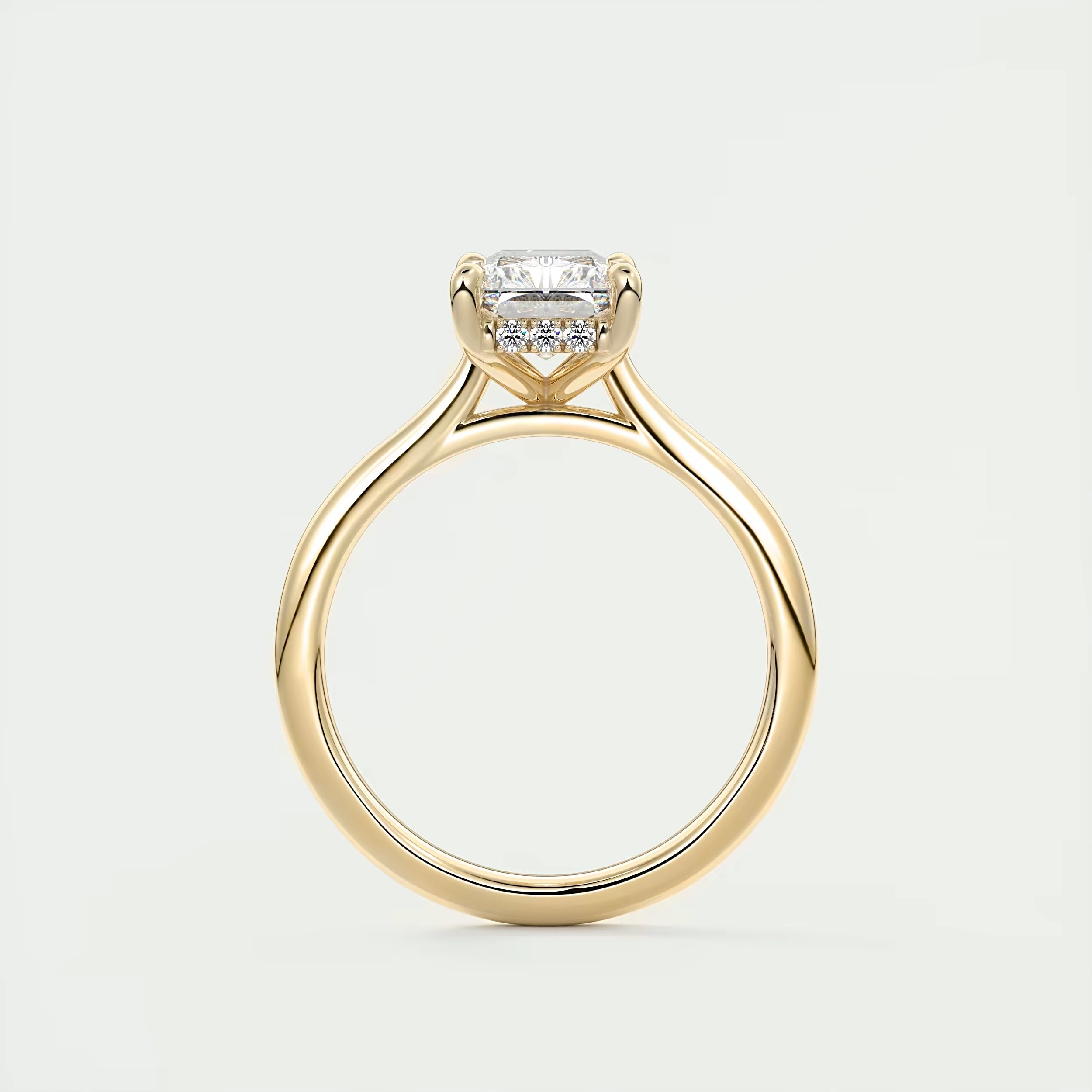 2.80 Ct The Cathedral Center Stone Radiant Hidden Halo Engagement Ring