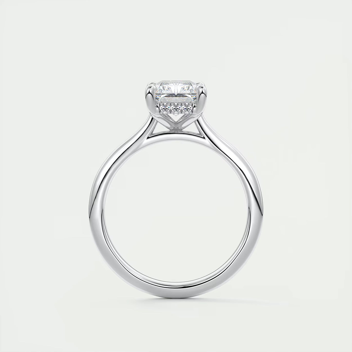 2.80 Ct The Cathedral Center Stone Radiant Hidden Halo Engagement Ring