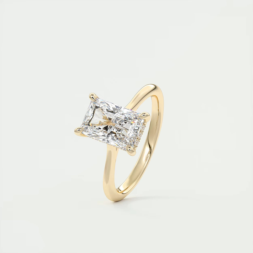 2.80 Ct The Cathedral Center Stone Radiant Hidden Halo Engagement Ring