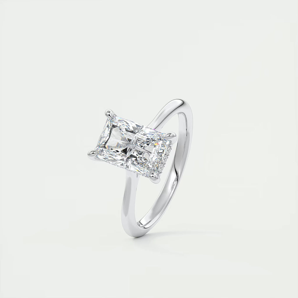 2.80 Ct The Cathedral Center Stone Radiant Hidden Halo Engagement Ring