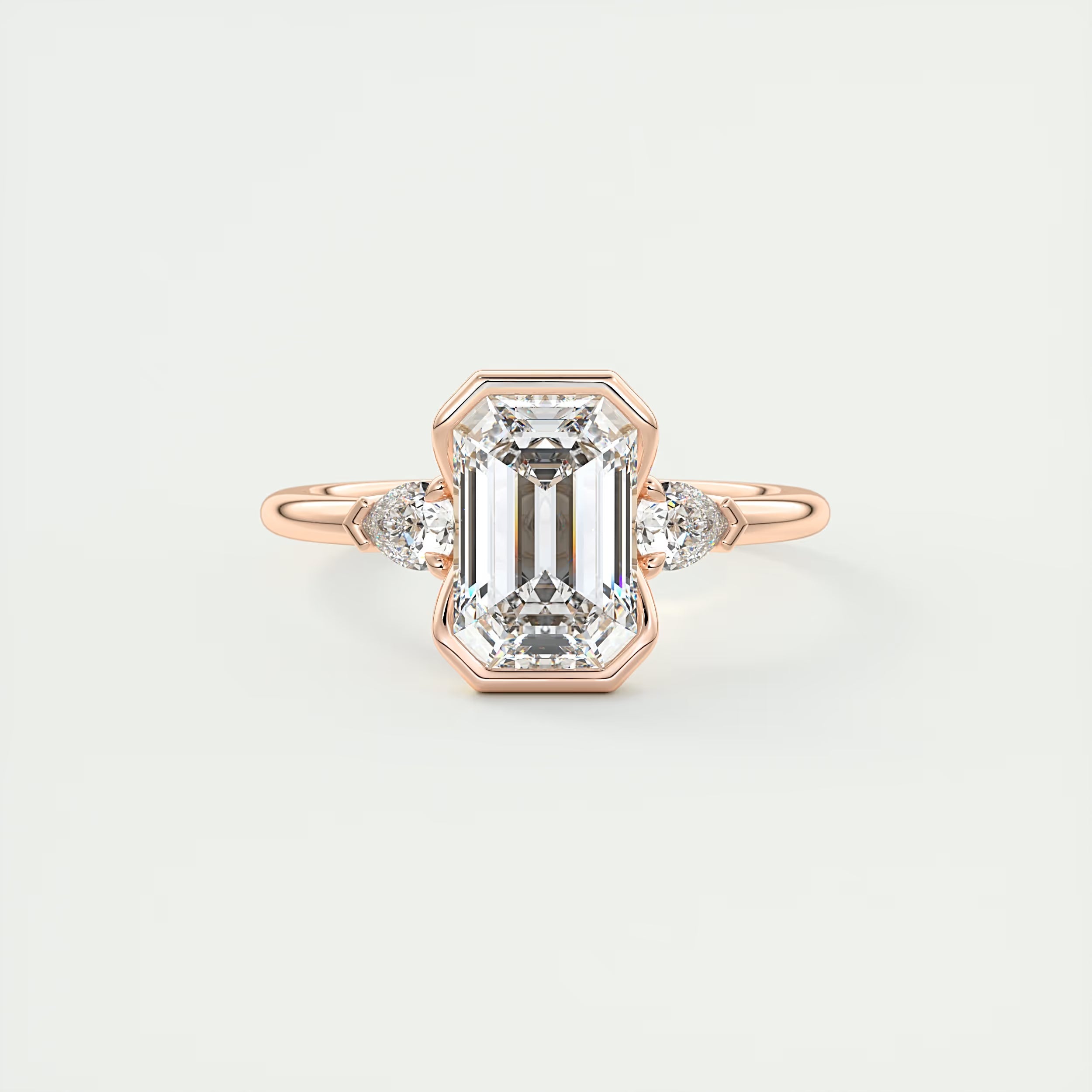 2.50Ct Center Stone Emerald & Side Stone Pear - Engagement Rings