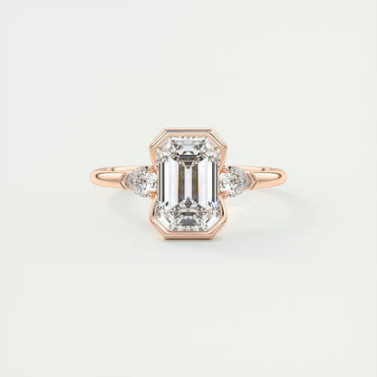 2.50 Clutch Three Stone Emerald & Pears - Emerald Engagement Rings