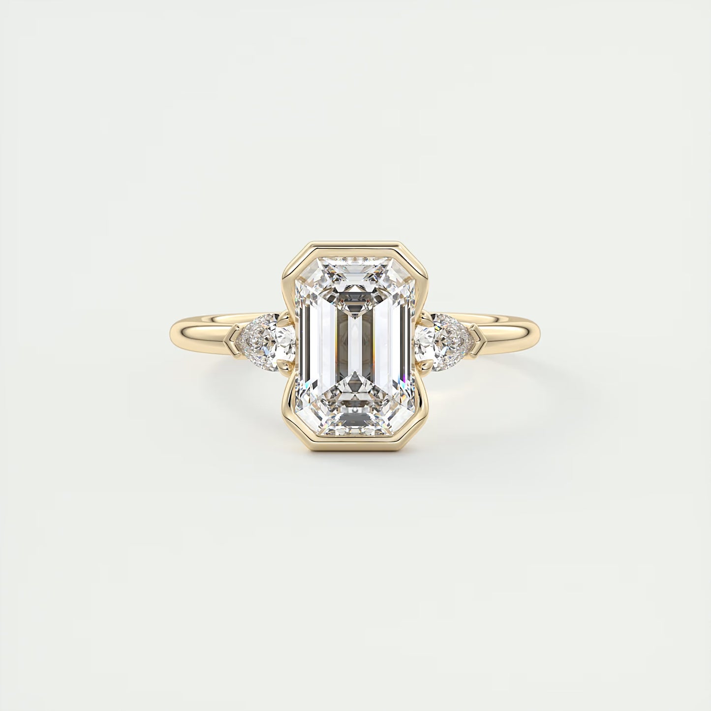 2.50 Clutch Three Stone Emerald & Pears - Emerald Engagement Rings