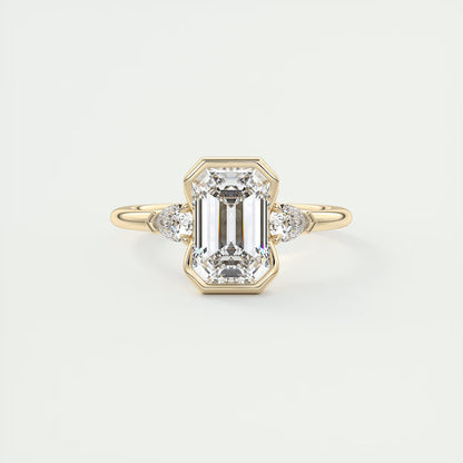 2.50 Clutch Three Stone Emerald & Pears - Emerald Engagement Rings