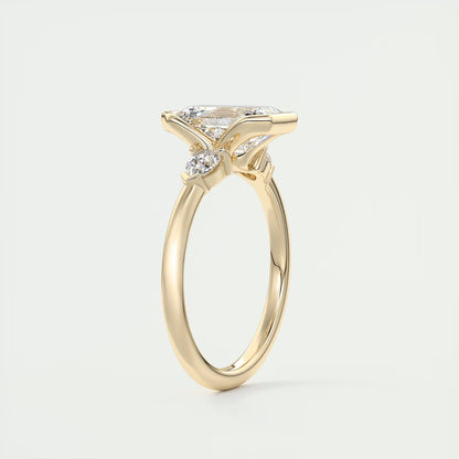 2.50 Clutch Three Stone Emerald & Pears - Emerald Engagement Rings