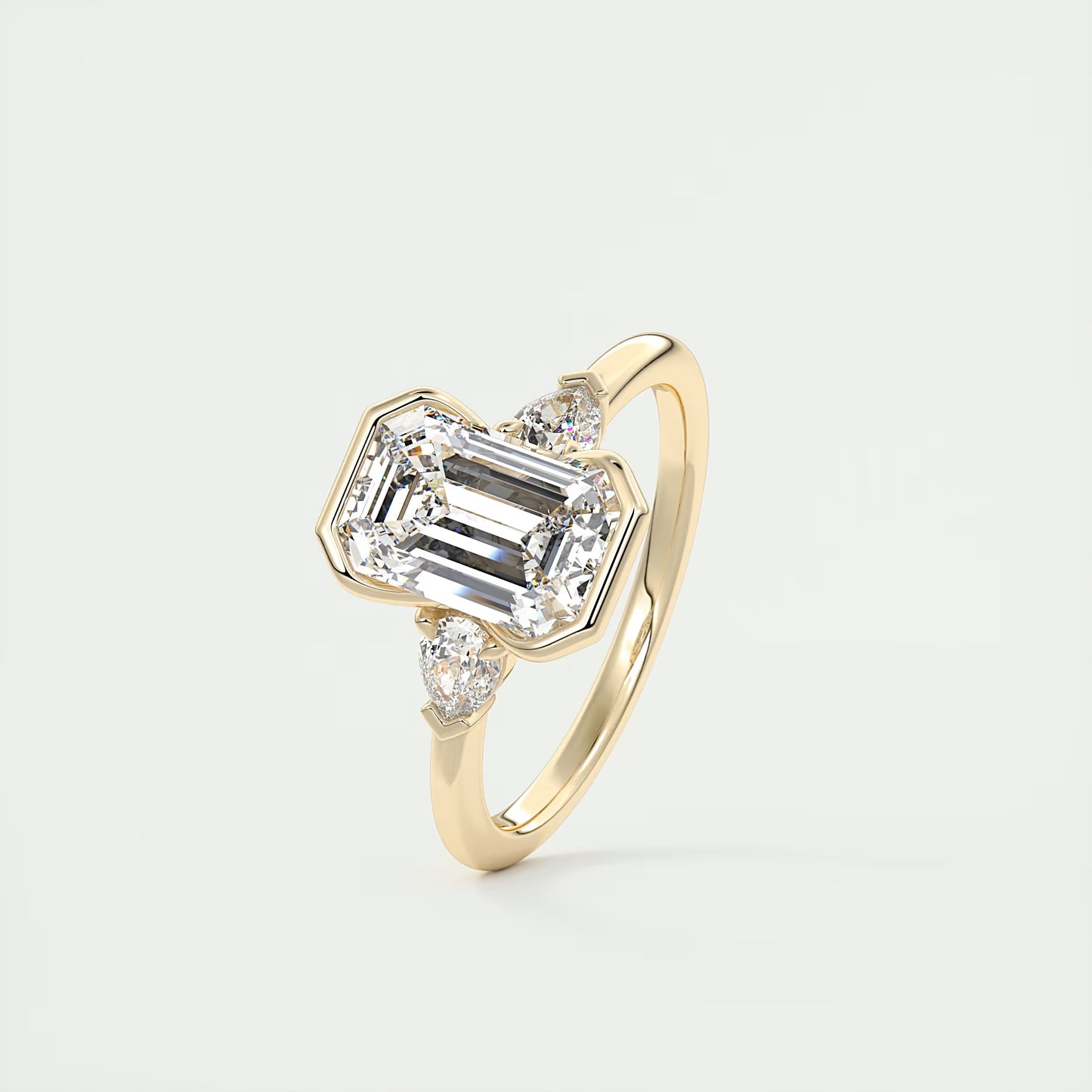 2.50 Clutch Three Stone Emerald & Pears - Emerald Engagement Rings