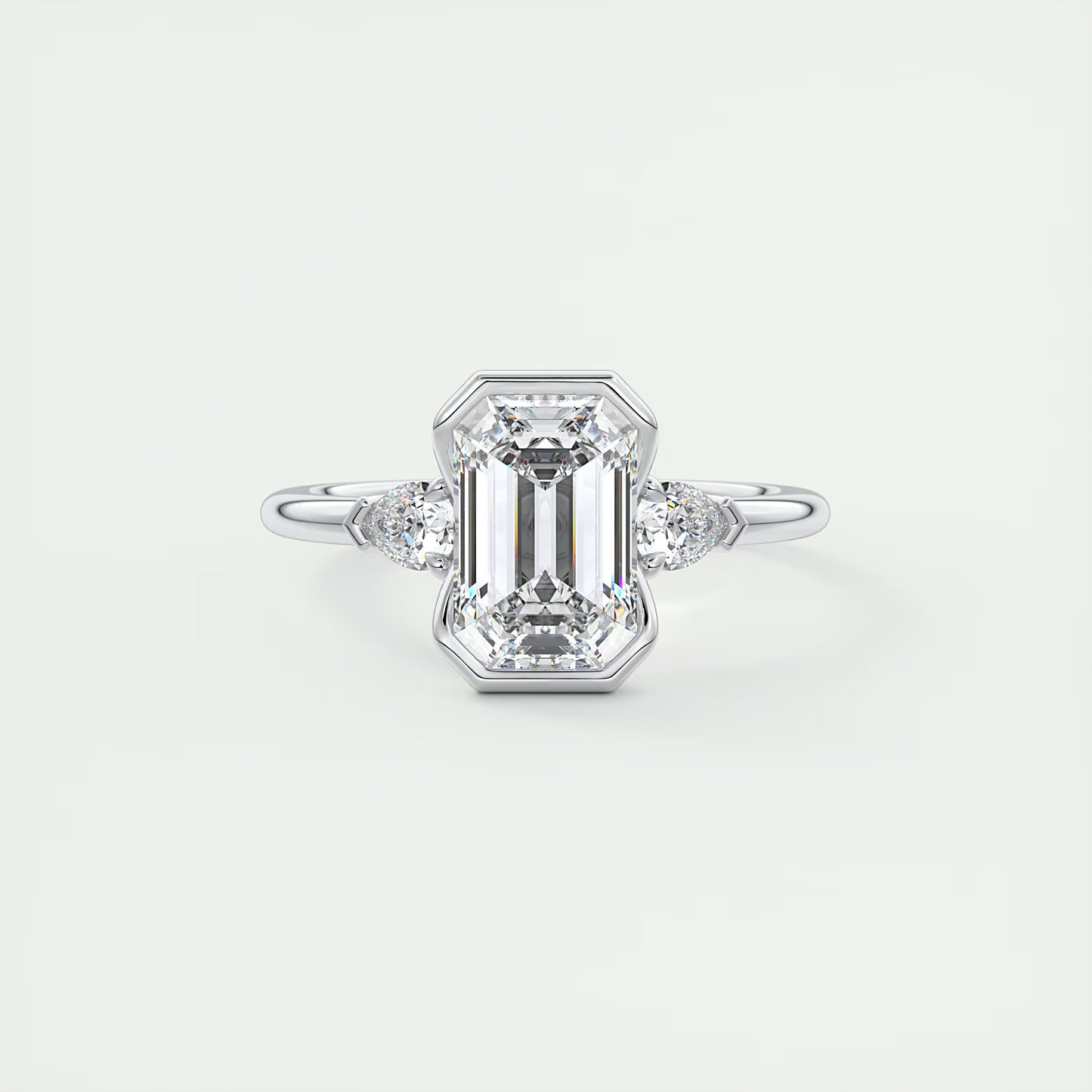 2.50 Clutch Three Stone Emerald & Pears - Emerald Engagement Rings