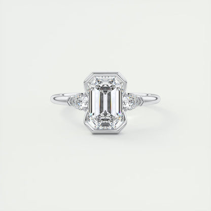 2.50 Clutch Three Stone Emerald & Pears - Emerald Engagement Rings