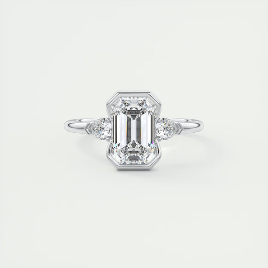 2.50 Clutch Three Stone Emerald & Pears - Emerald Engagement Rings