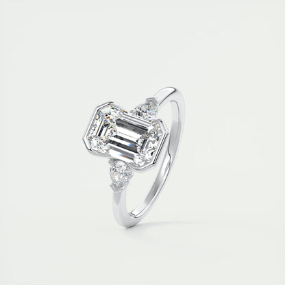 2.50 Clutch Three Stone Emerald & Pears - Emerald Engagement Rings