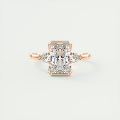 2.50 Ct Clutch Radiant & Pears Three Stone Engagement Rings