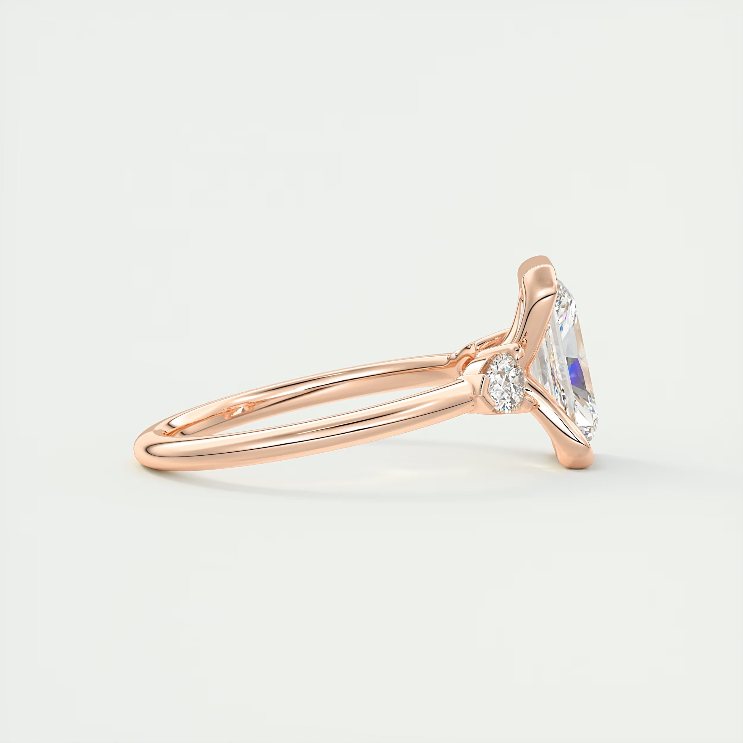 2.50 Ct Clutch Radiant & Pear Three Stone Engagement Rings