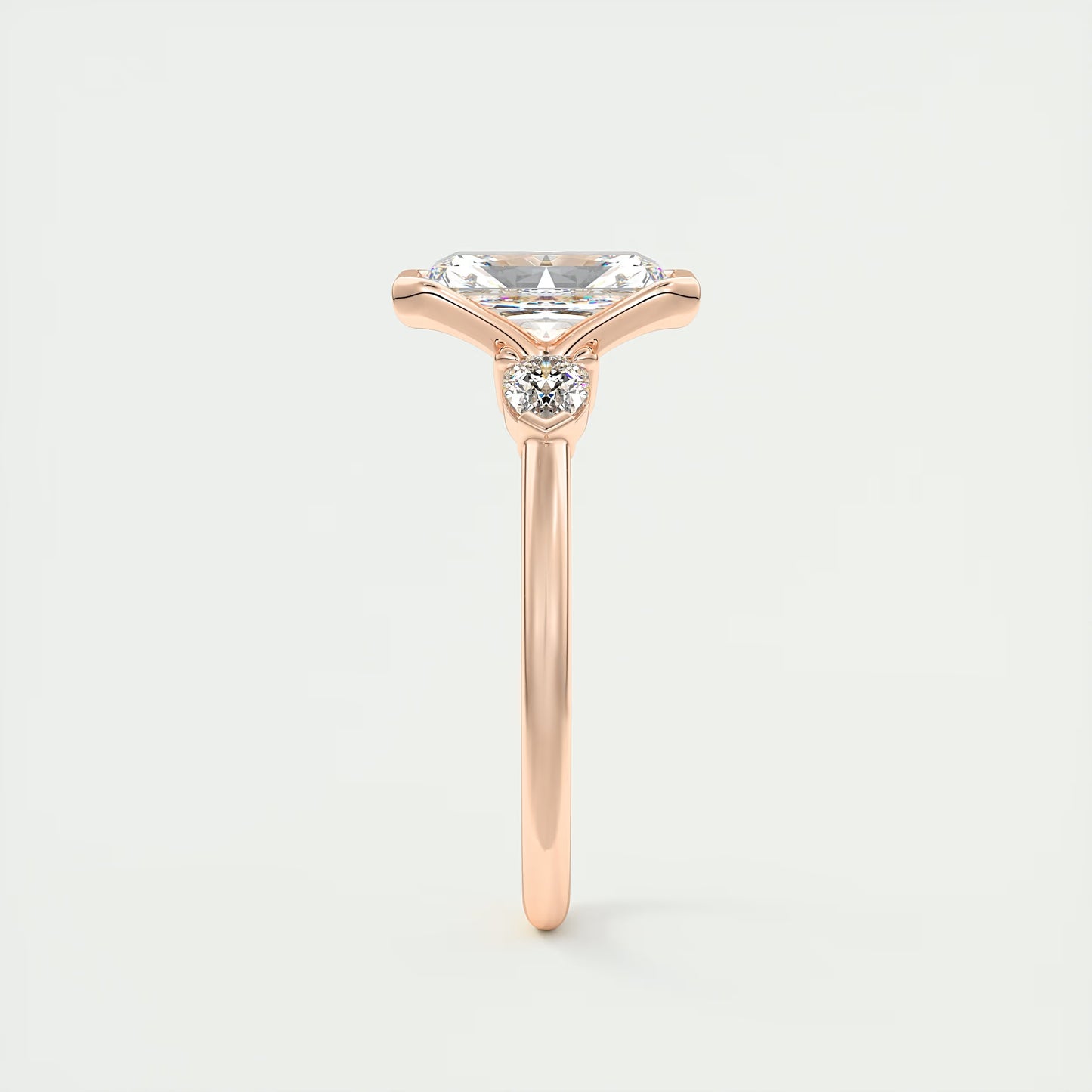 2.50 Ct Clutch Radiant & Pears Three Stone Engagement Rings