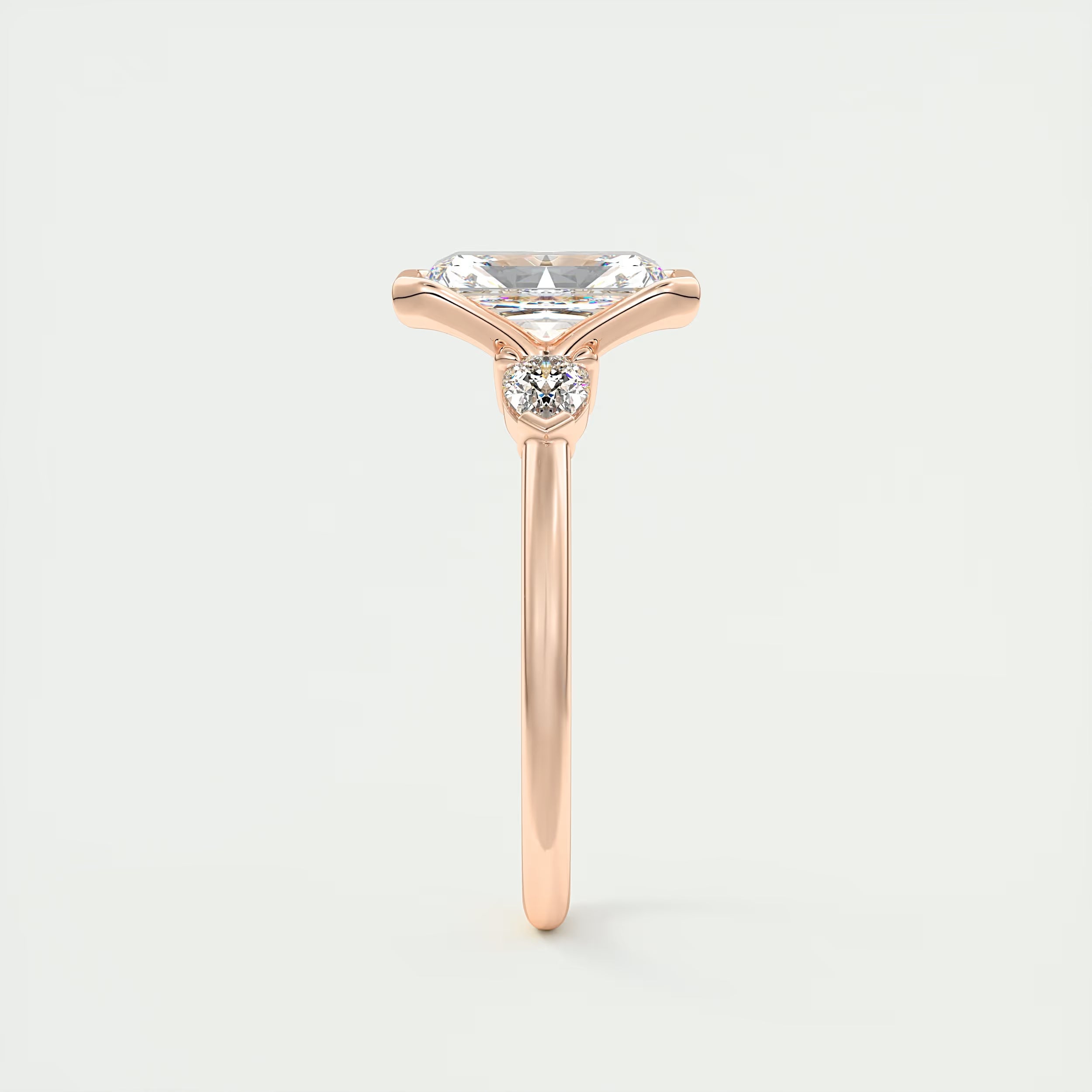 2.50 Ct Clutch Radiant & Pear Three Stone Engagement Rings