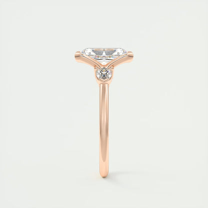 2.50 Ct Clutch Radiant & Pears Three Stone Engagement Rings