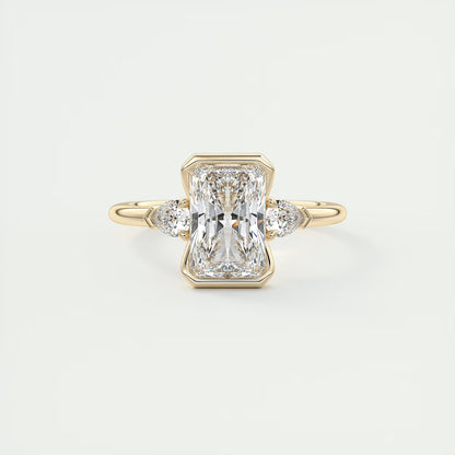2.50 Ct Clutch Radiant & Pears Three Stone Engagement Rings