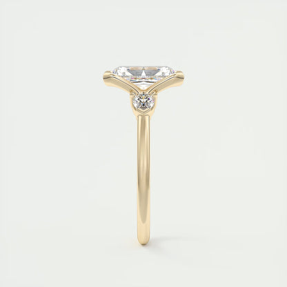 2.50 Ct Clutch Radiant & Pears Three Stone Engagement Rings