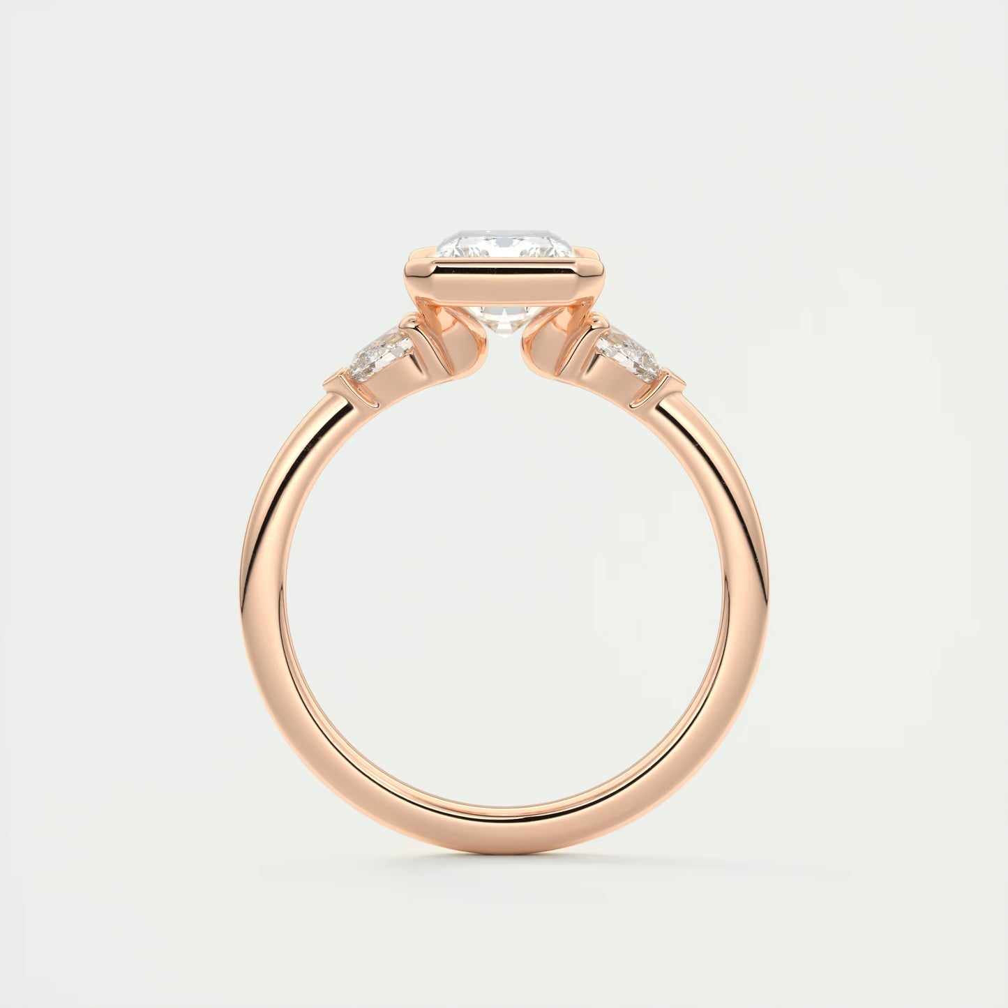 2.50 Ct Clutch Radiant & Pears Three Stone Engagement Rings