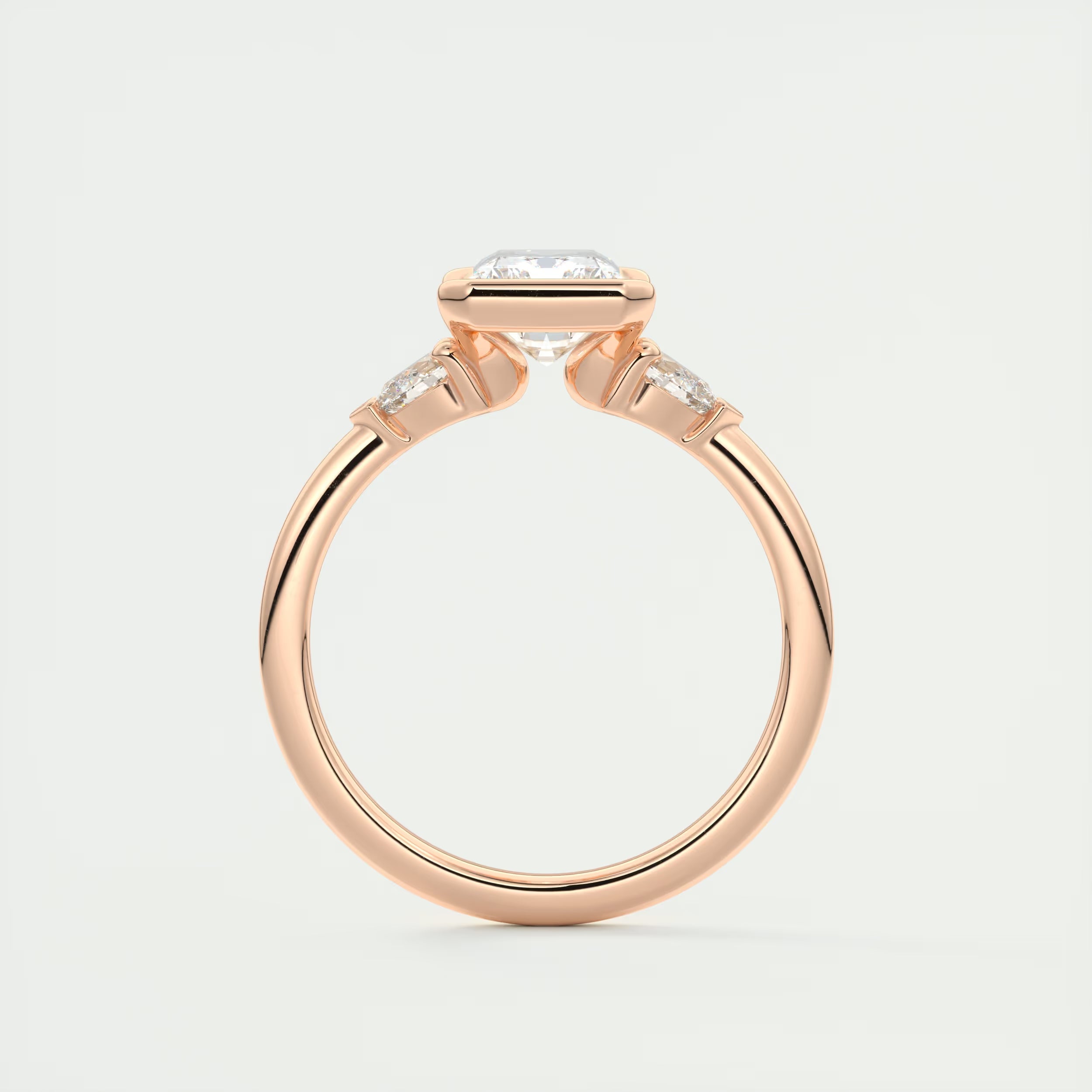 2.50 Ct Clutch Radiant & Pear Three Stone Engagement Rings