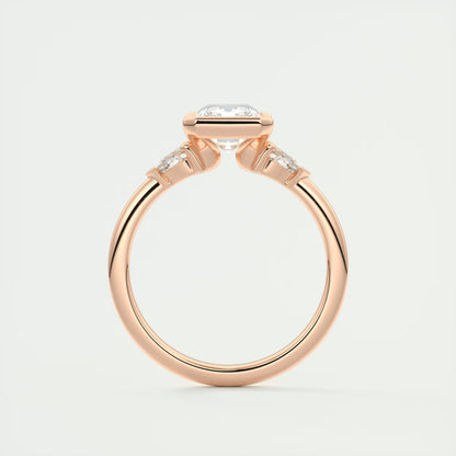 2.50 Ct Clutch Radiant & Pears Three Stone Engagement Rings