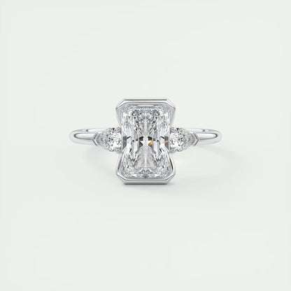 2.50 Ct Clutch Radiant & Pears Three Stone Engagement Rings
