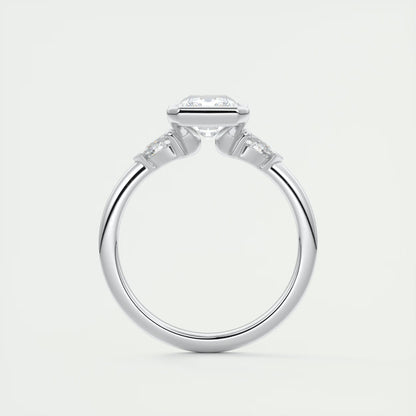2.50 Ct Clutch Radiant & Pears Three Stone Engagement Rings