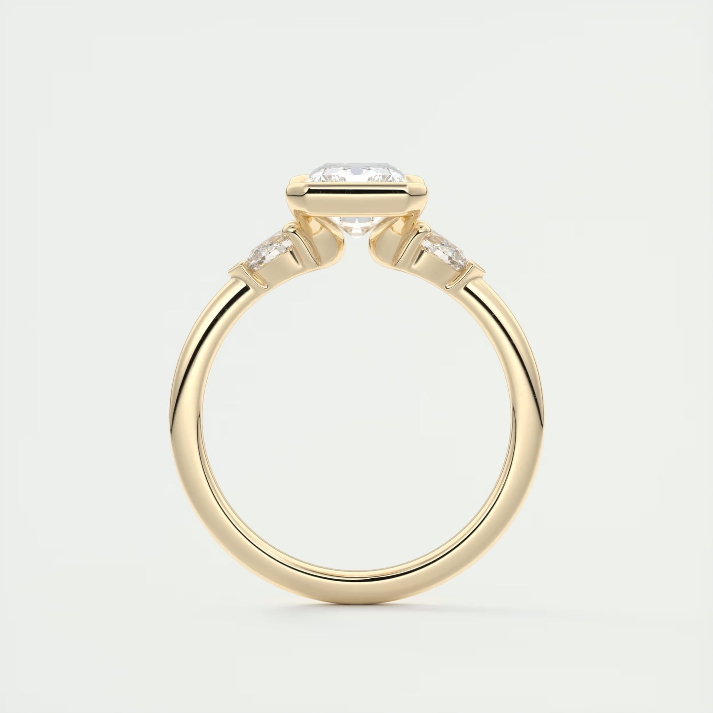 2.50 Ct Clutch Radiant & Pears Three Stone Engagement Rings